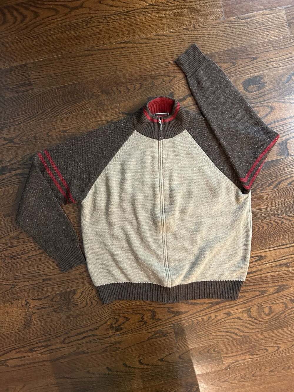 Whispering Smith Full Zip Sweater Size XL Brown Wool Blend